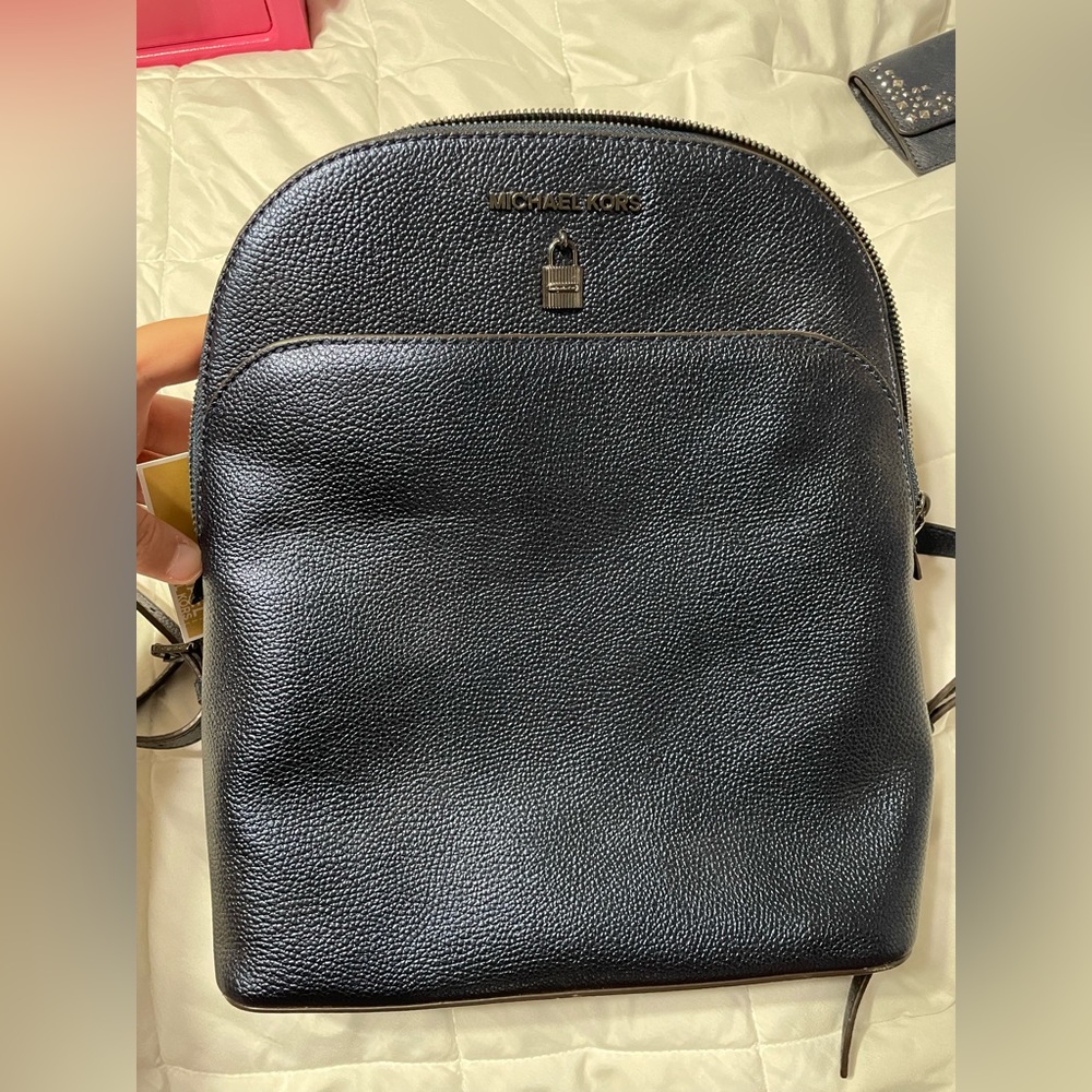 Michael Kors Adele midnight backpack. Dark blue leather. Never used with tags.